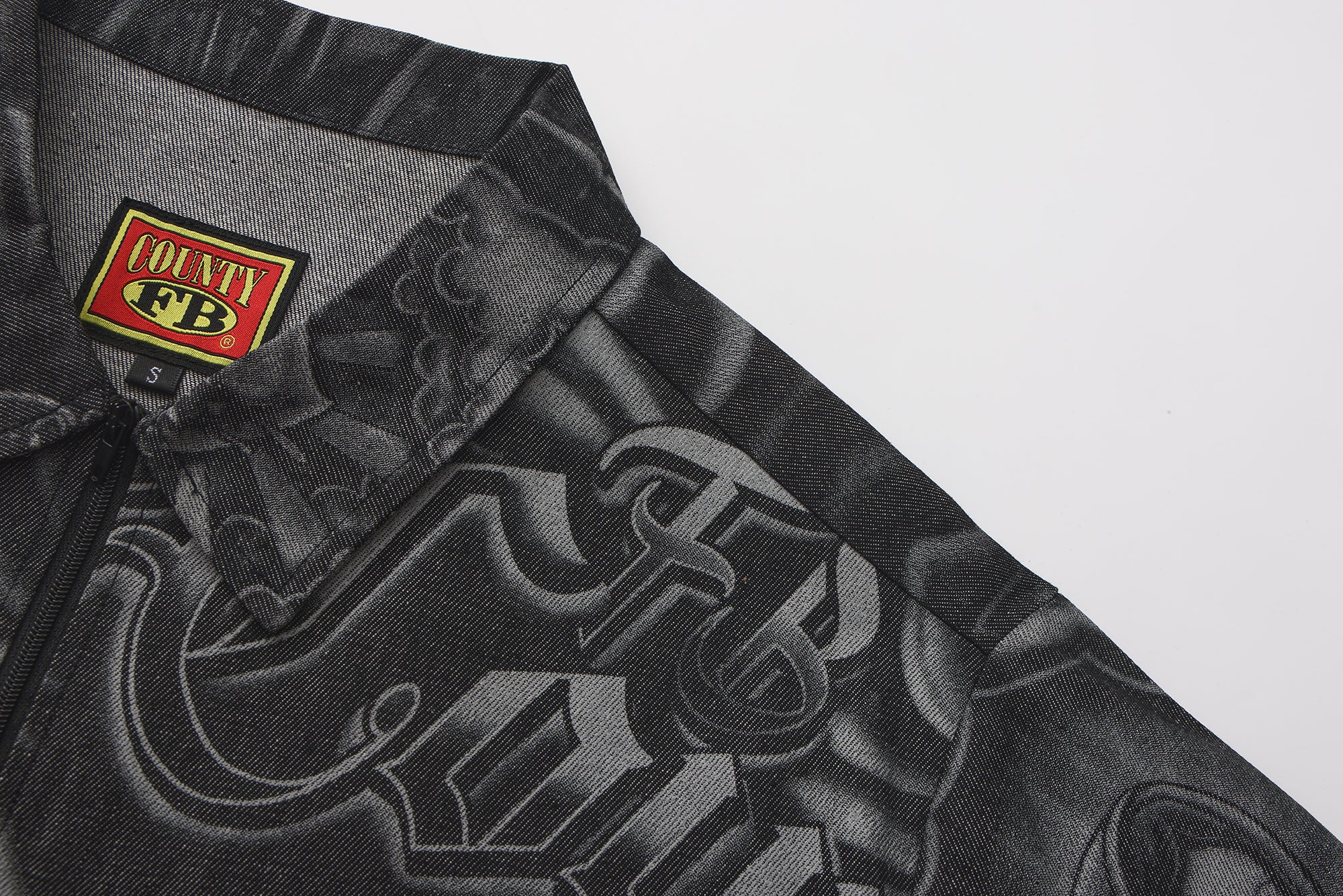 FB County Inked Up Hard Denim Short Sleeve Zip Shirt - Image 10
