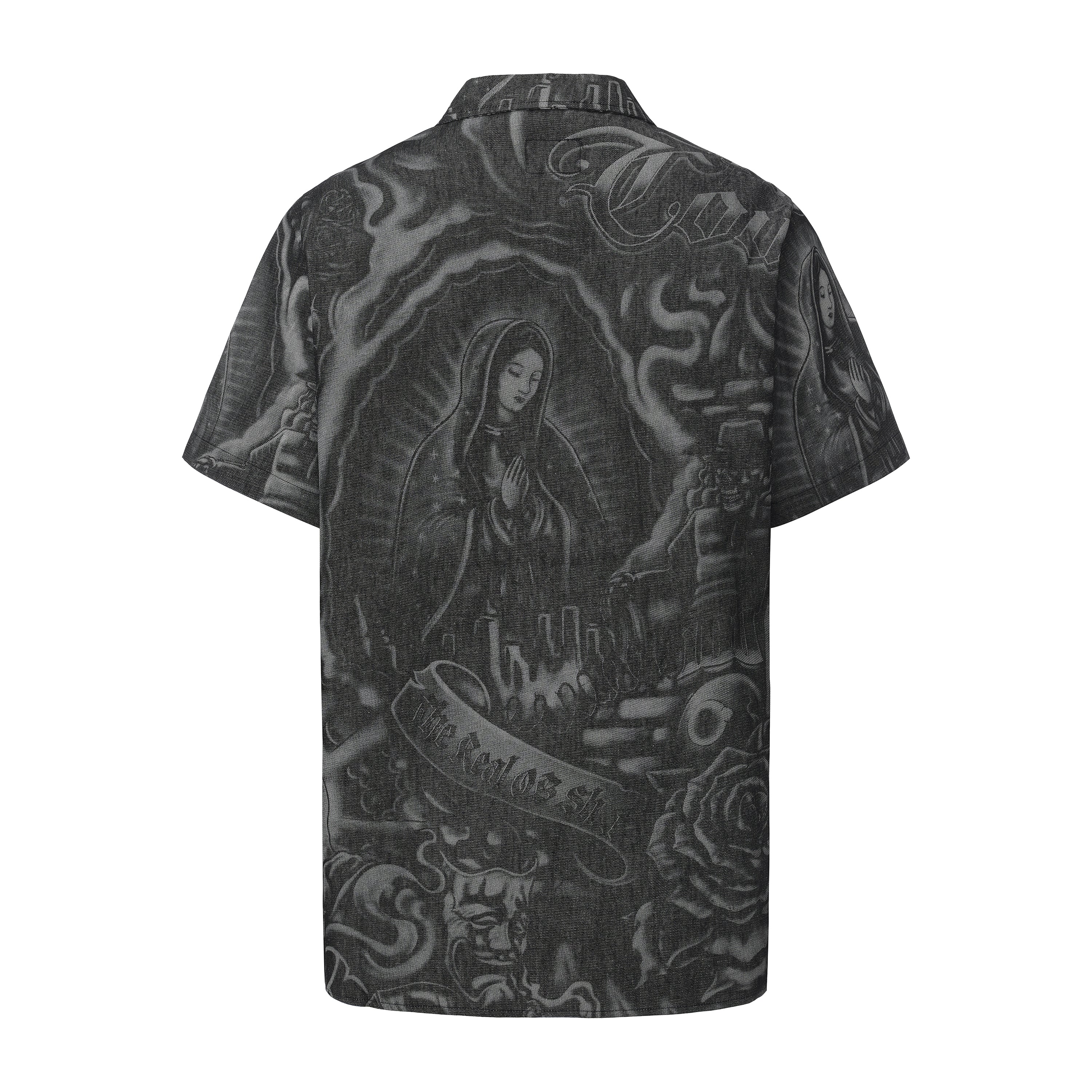 FB County Inked Up Hard Denim Short Sleeve Zip Shirt - Image 3