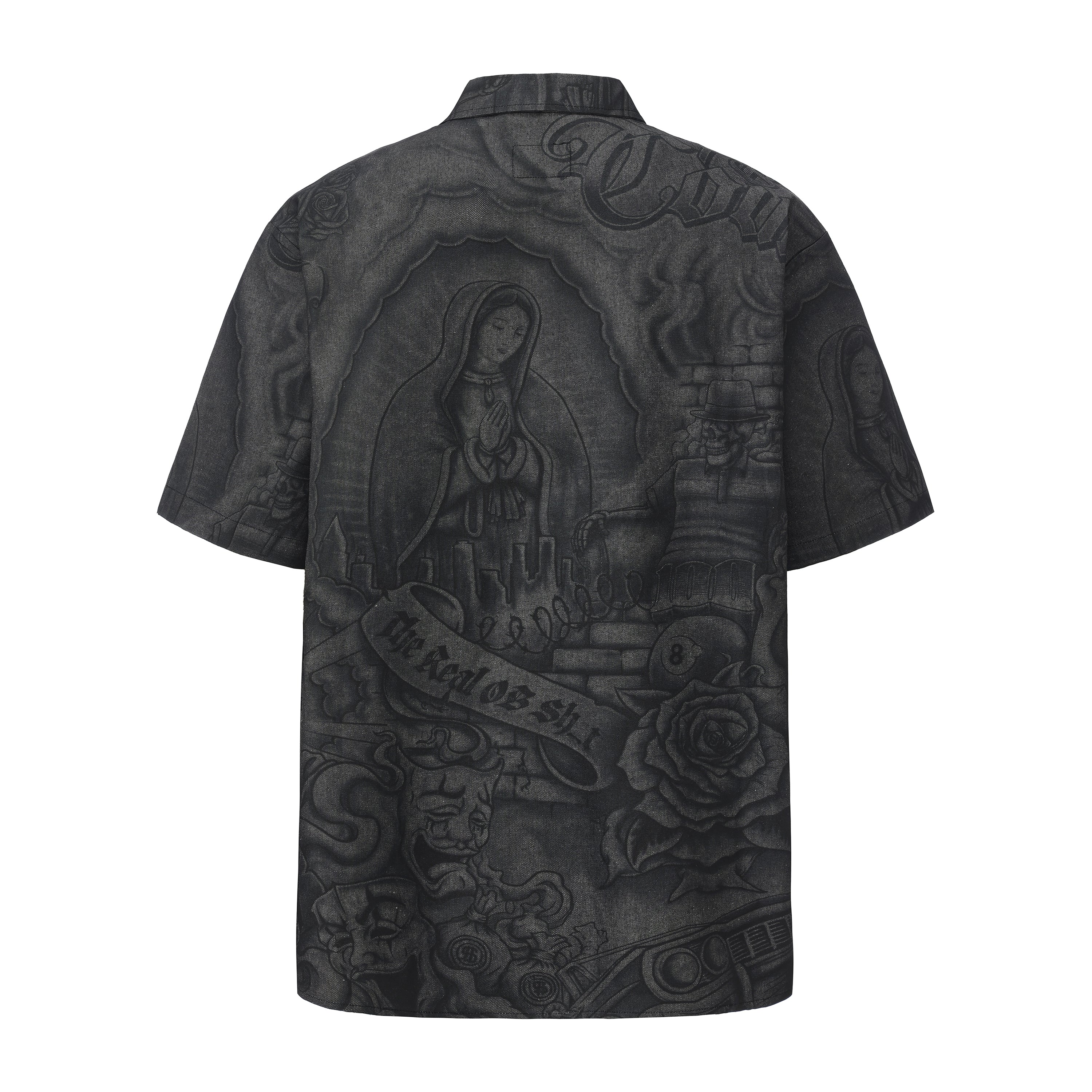 FB County Inked Up Hard Denim Short Sleeve Zip Shirt - Image 4