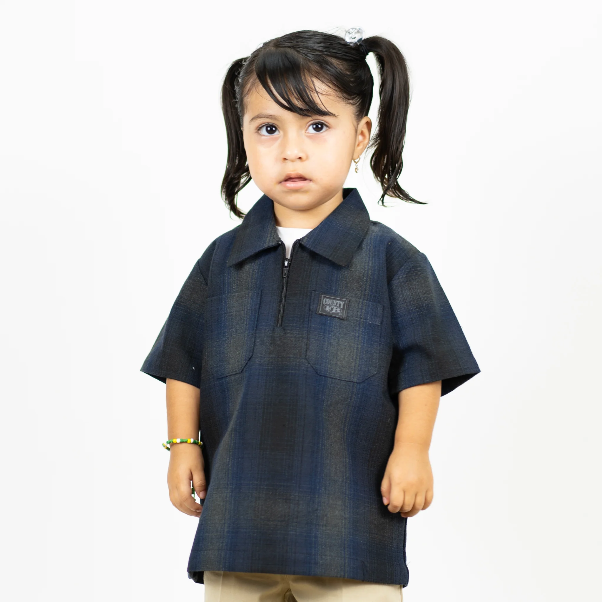 FB County Kids Short Sleeve Checker Zip Shirt - Image 4