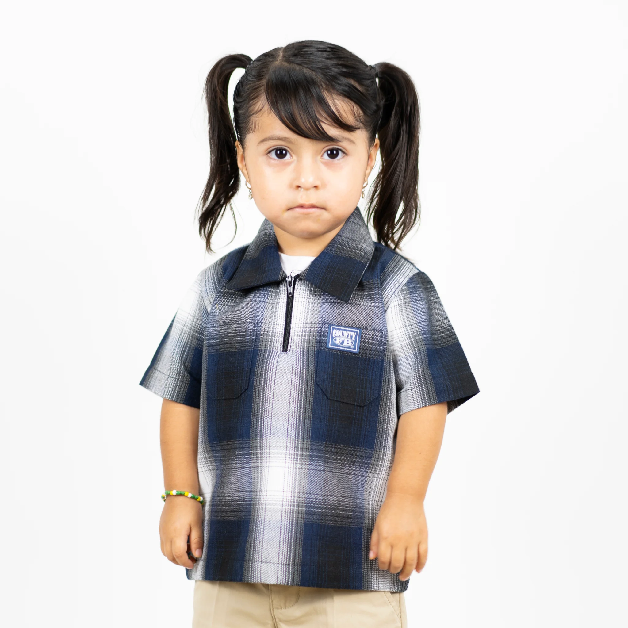 FB County Kids Short Sleeve Checker Zip Shirt - Image 6