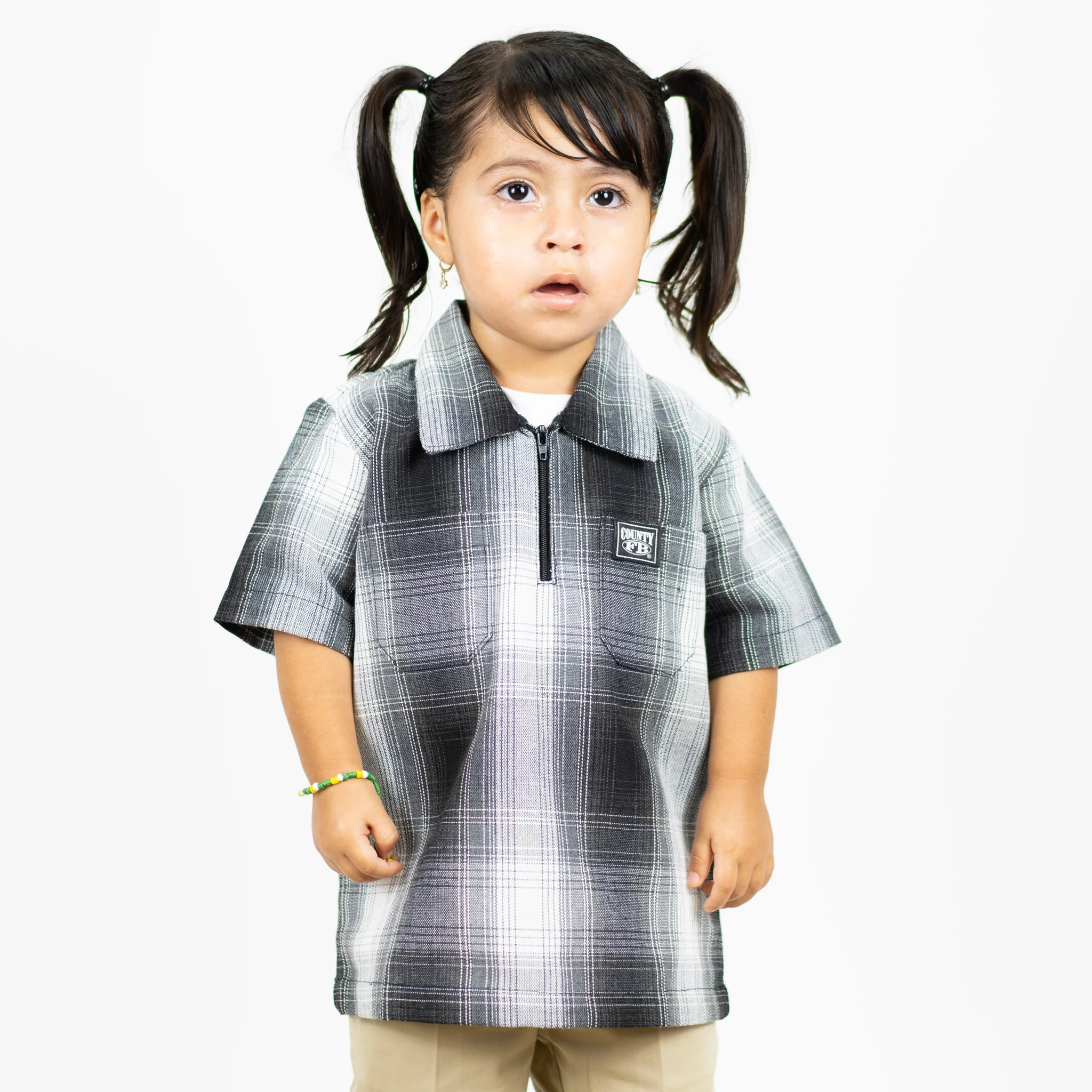 FB County Kids Short Sleeve Checker Zip Shirt - Image 7