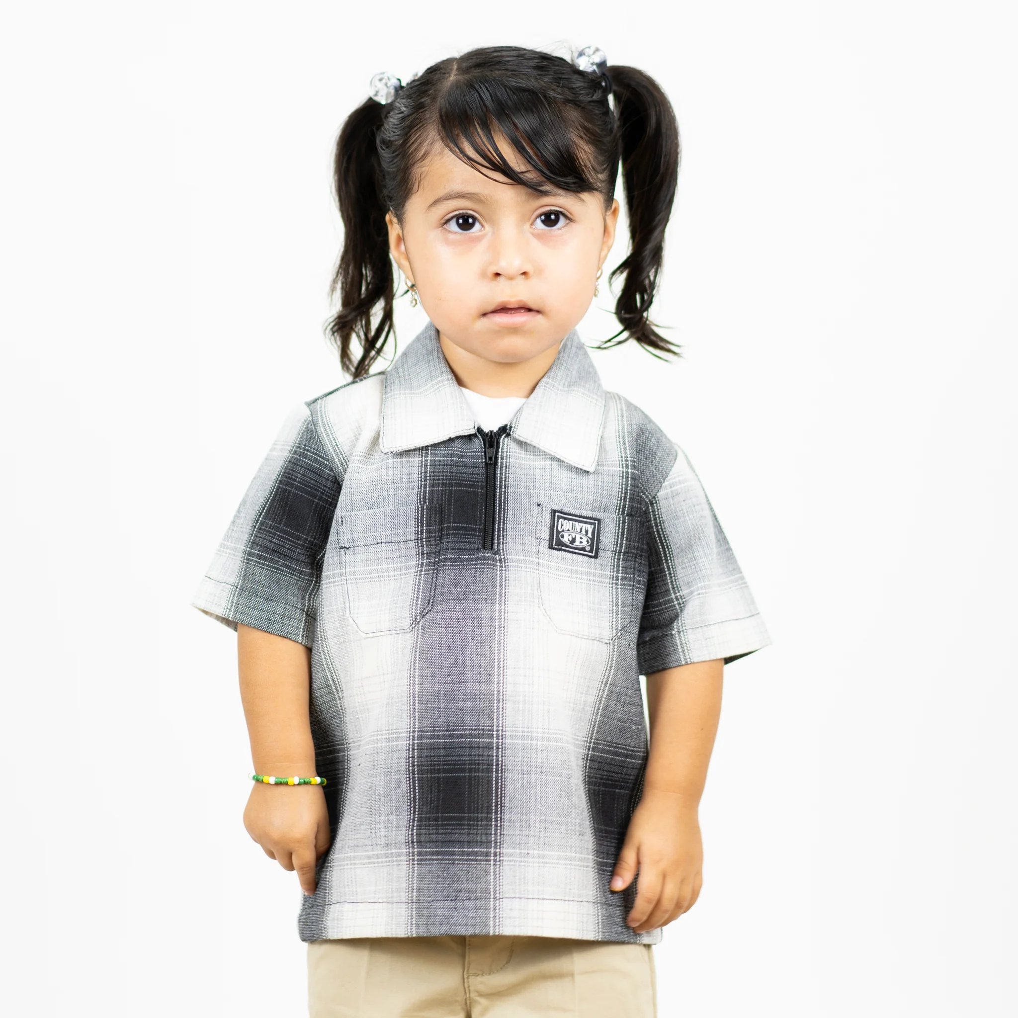 FB County Kids Short Sleeve Checker Zip Shirt - Image 8