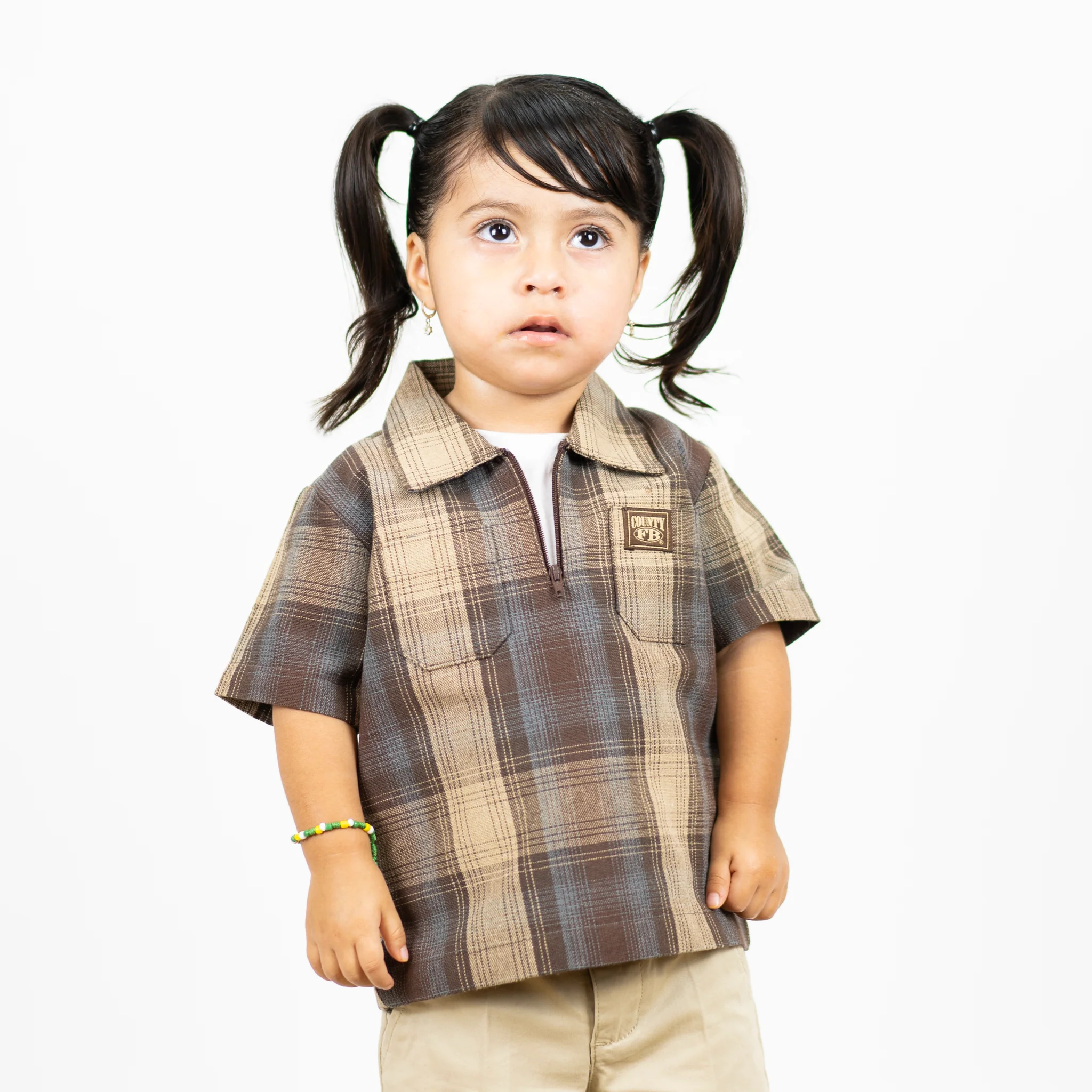 FB County Kids Short Sleeve Checker Zip Shirt - Image 9