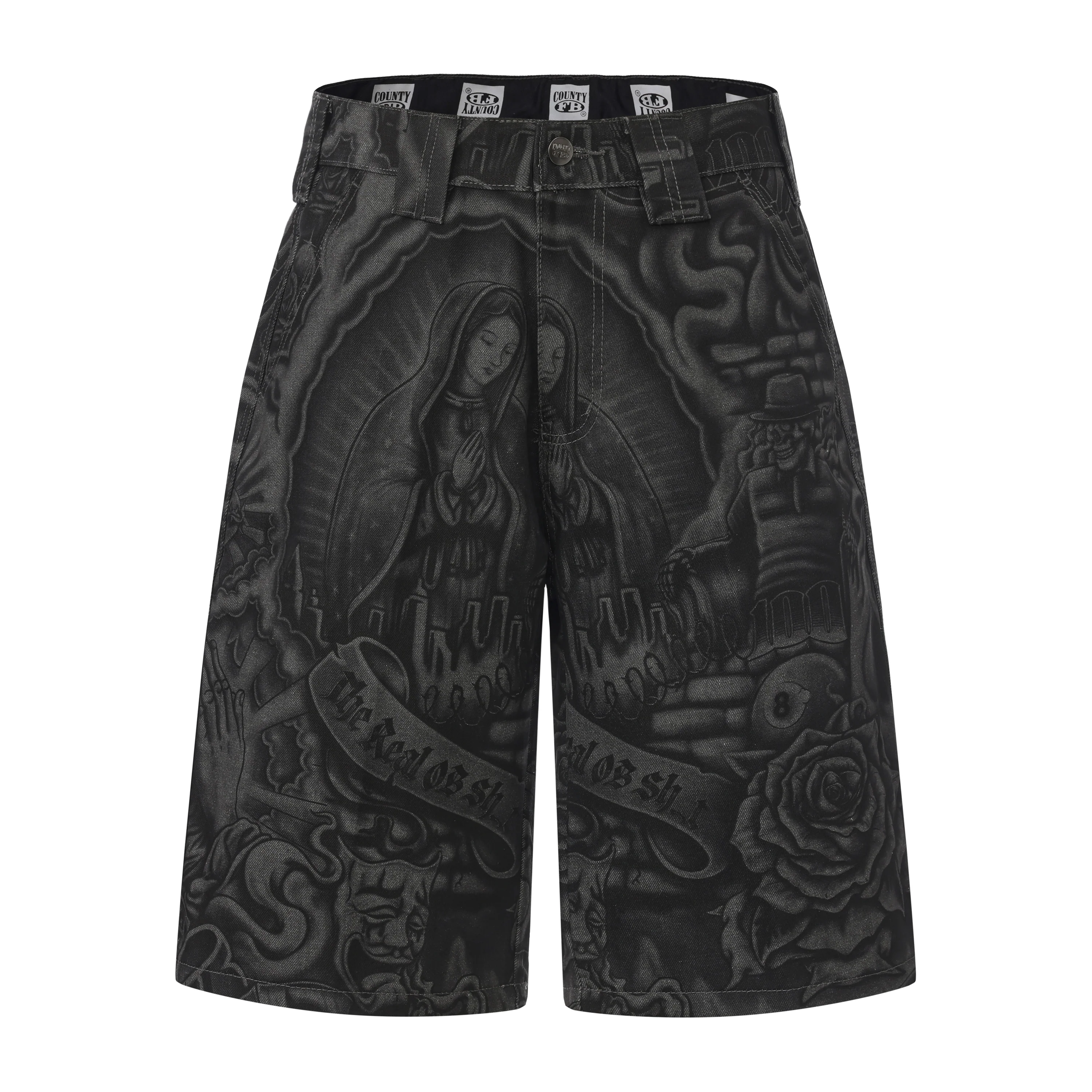 FB County Laser Printed Inked Up Hard Denim Shorts - Image 10