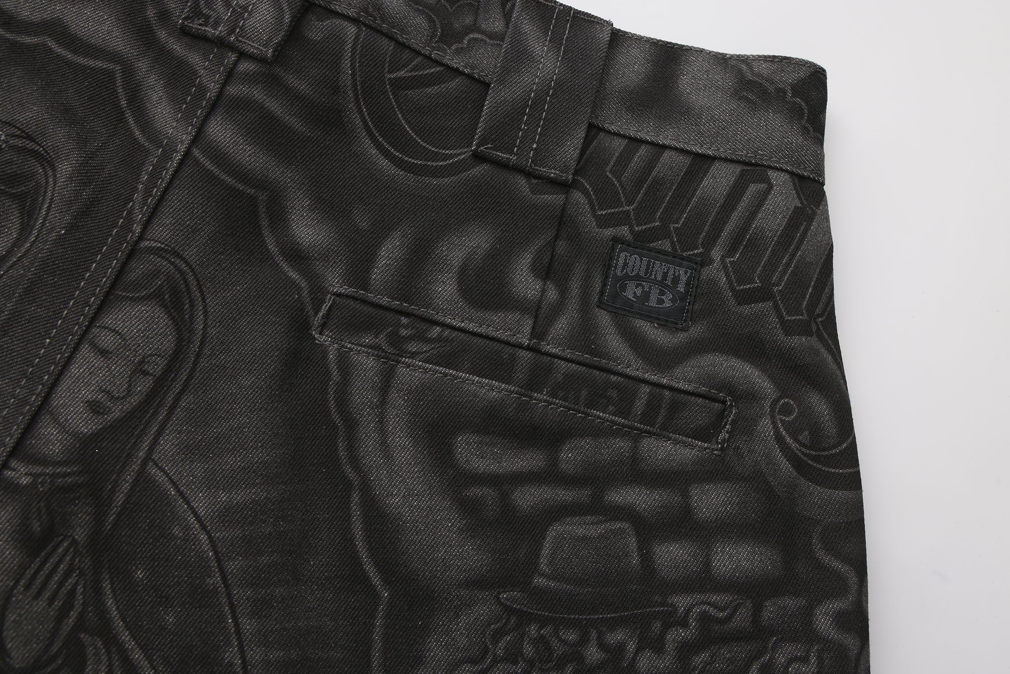 FB County Laser Printed Inked Up Hard Denim Shorts - Image 11