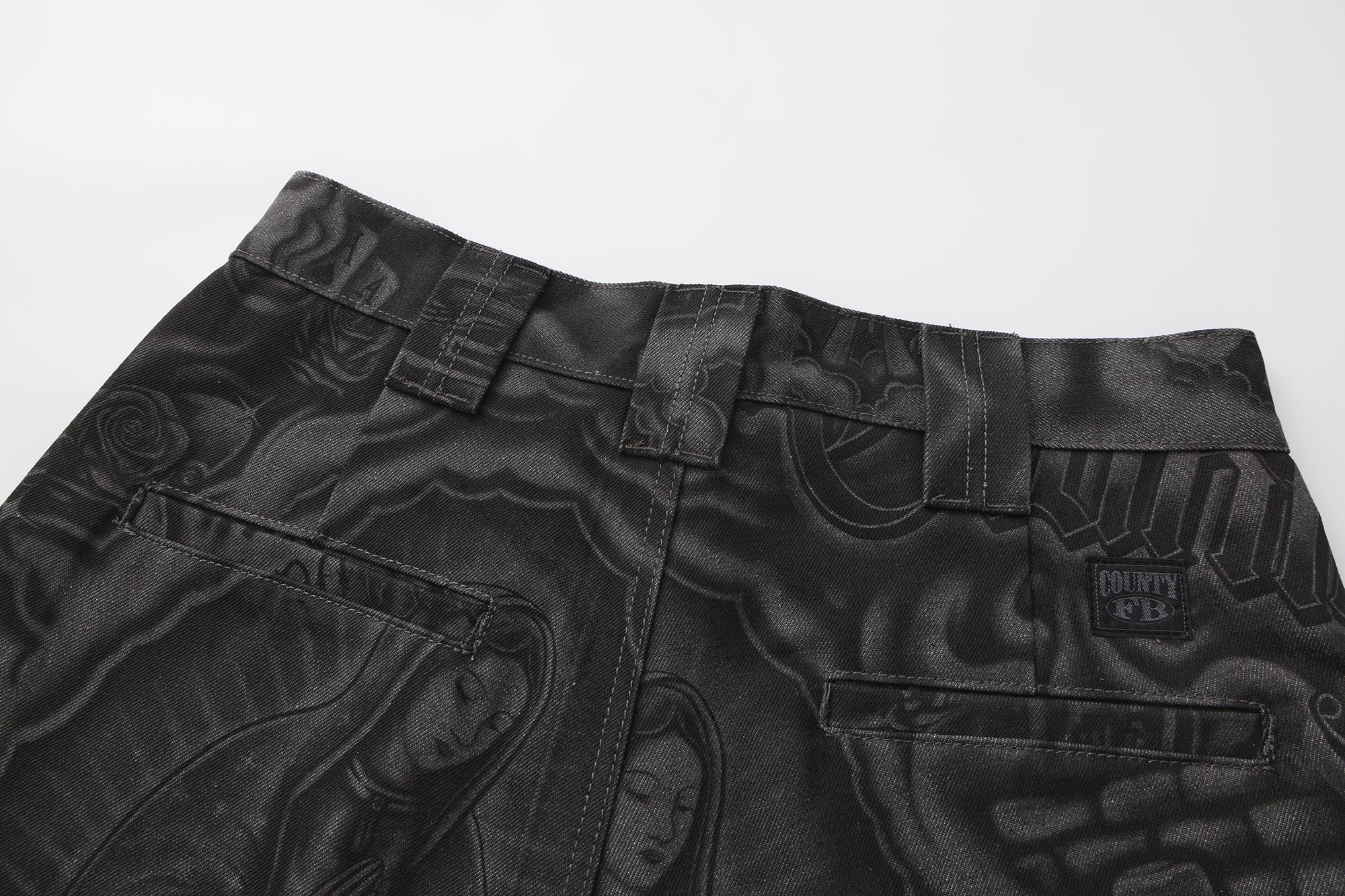 FB County Laser Printed Inked Up Hard Denim Shorts - Image 12