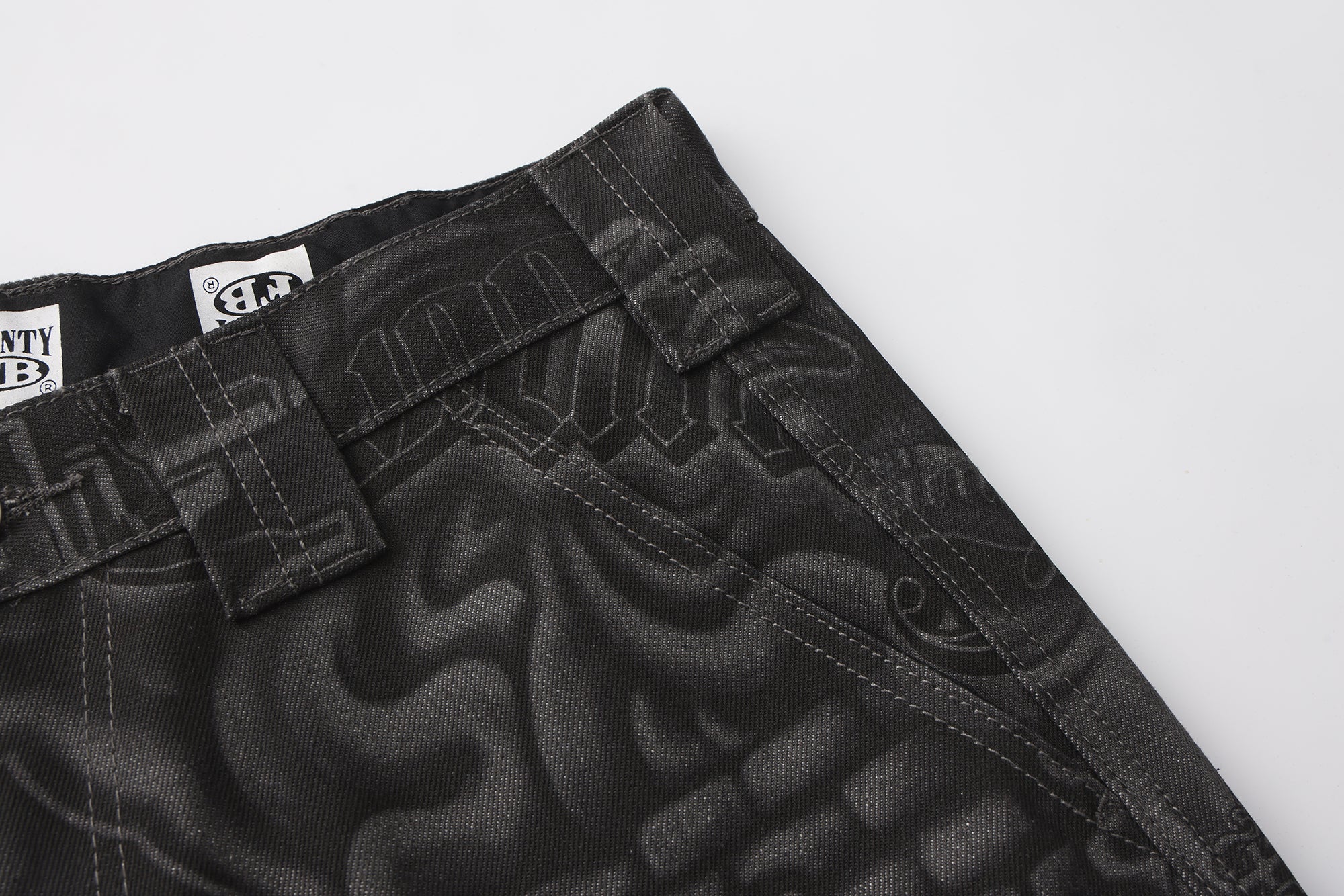FB County Laser Printed Inked Up Hard Denim Shorts - Image 16