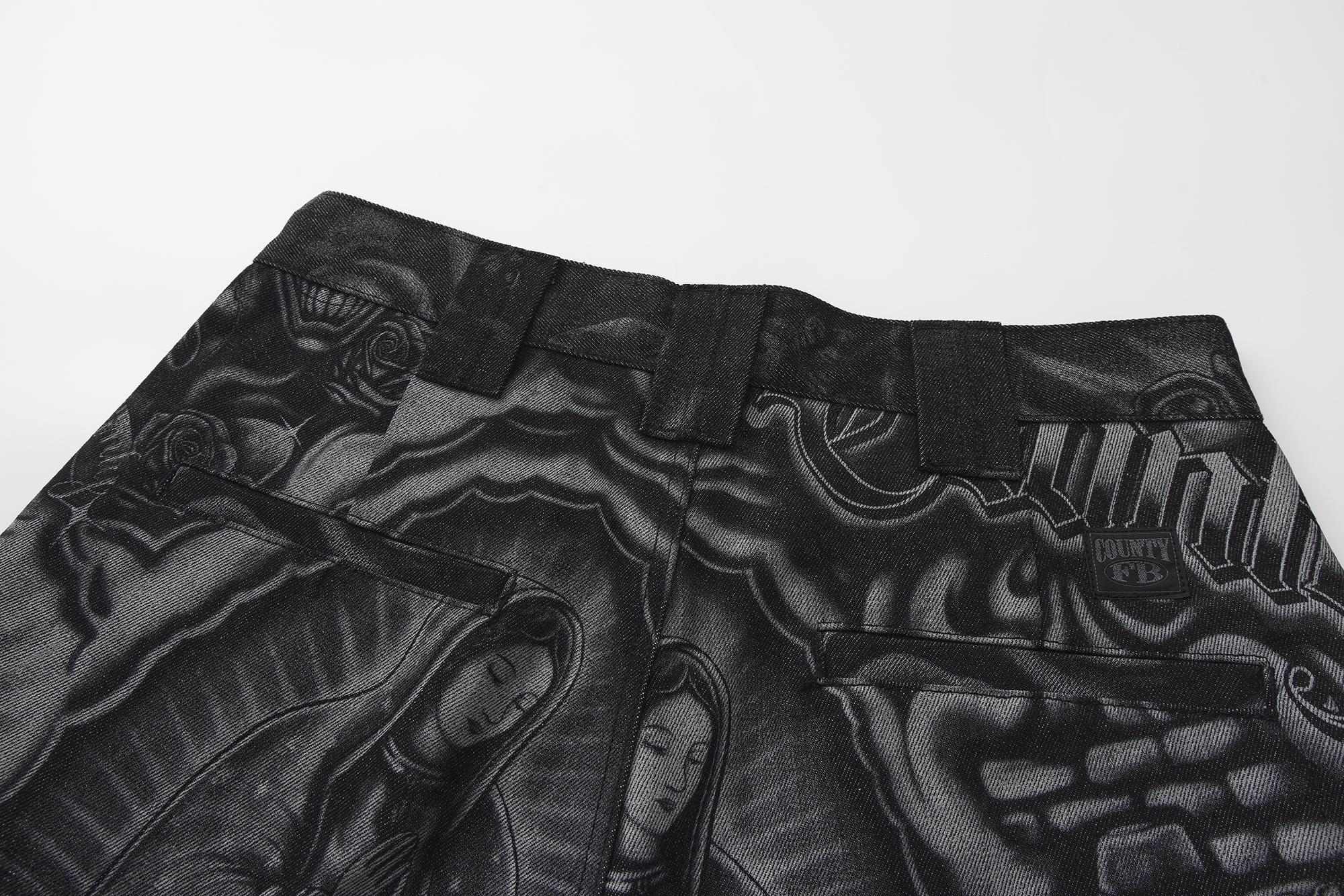FB County Laser Printed Inked Up Hard Denim Shorts - Image 18