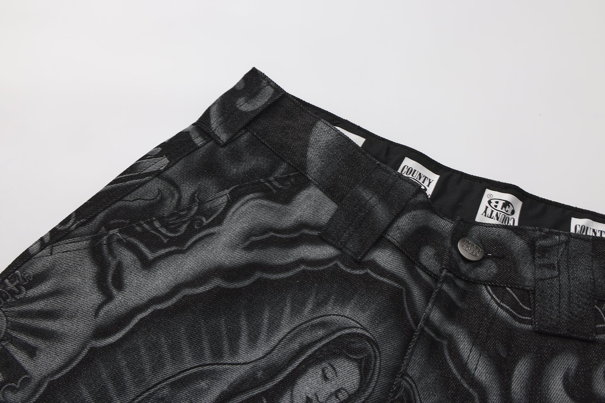 FB County Laser Printed Inked Up Hard Denim Shorts - Image 22