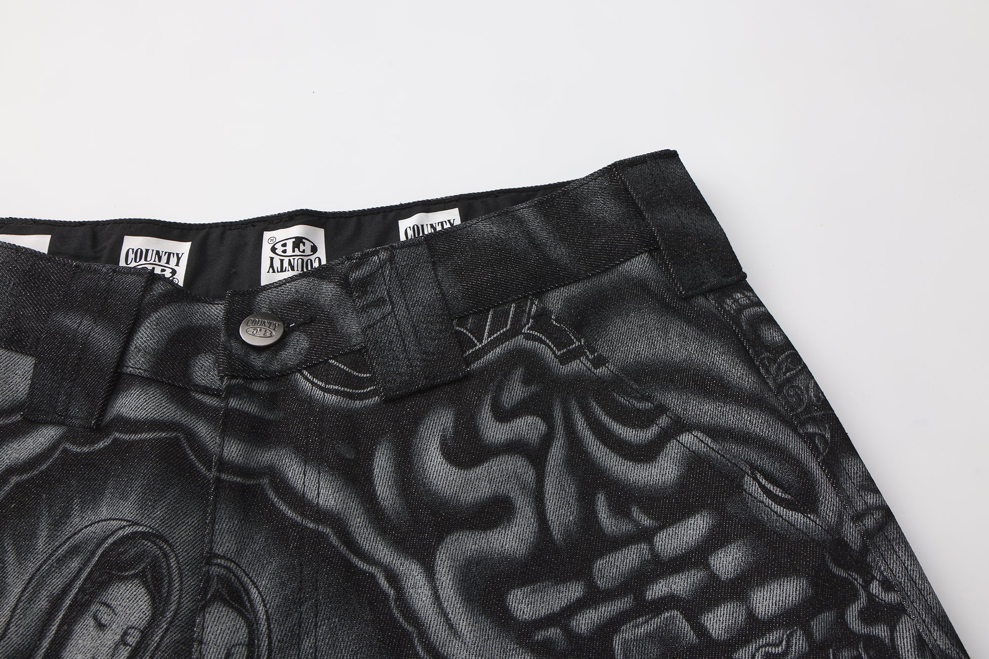 FB County Laser Printed Inked Up Hard Denim Shorts - Image 23