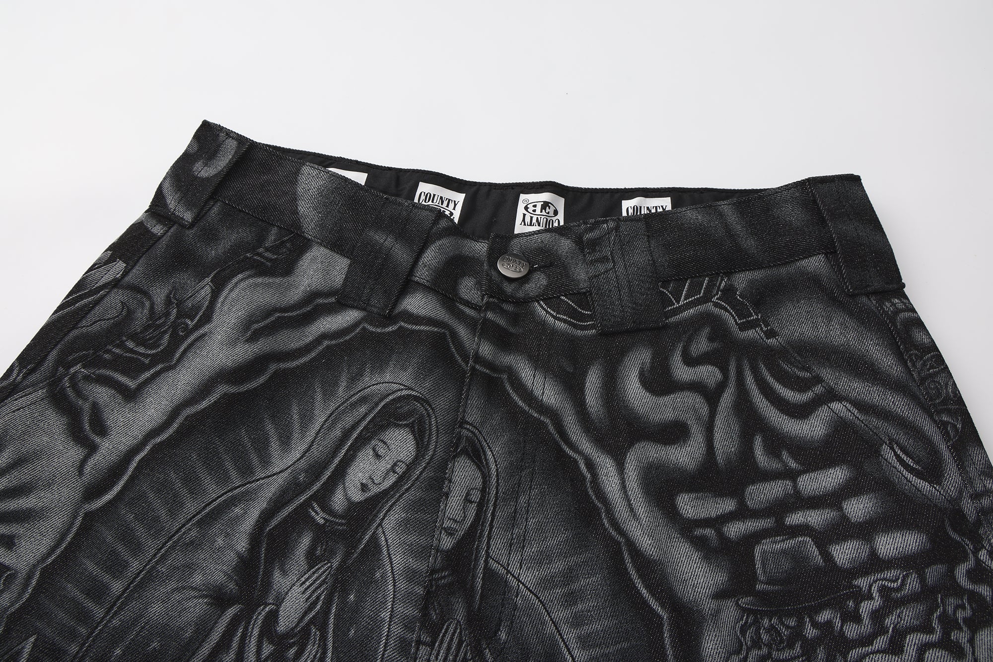 FB County Laser Printed Inked Up Hard Denim Shorts - Image 25