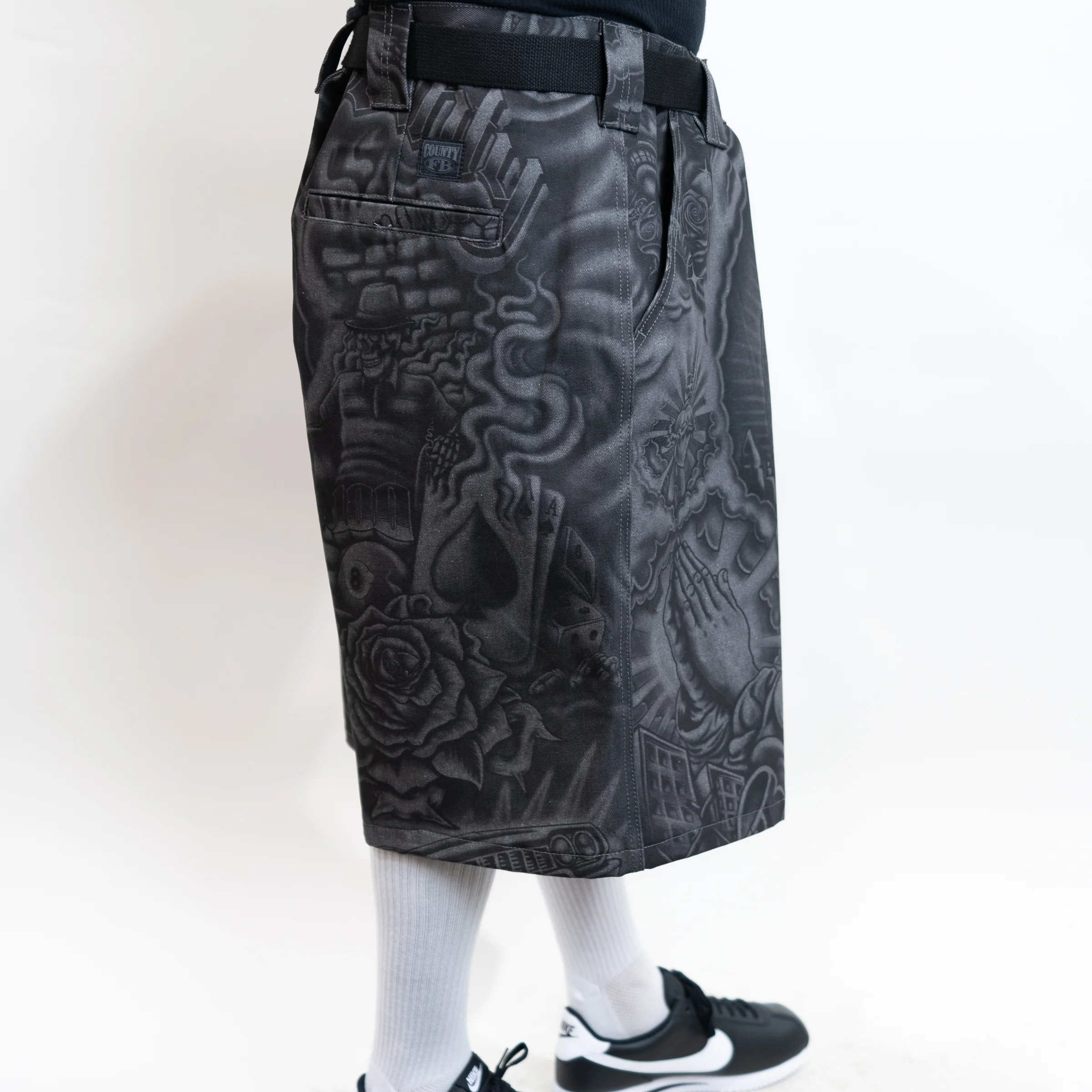FB County Laser Printed Inked Up Hard Denim Shorts - Image 5