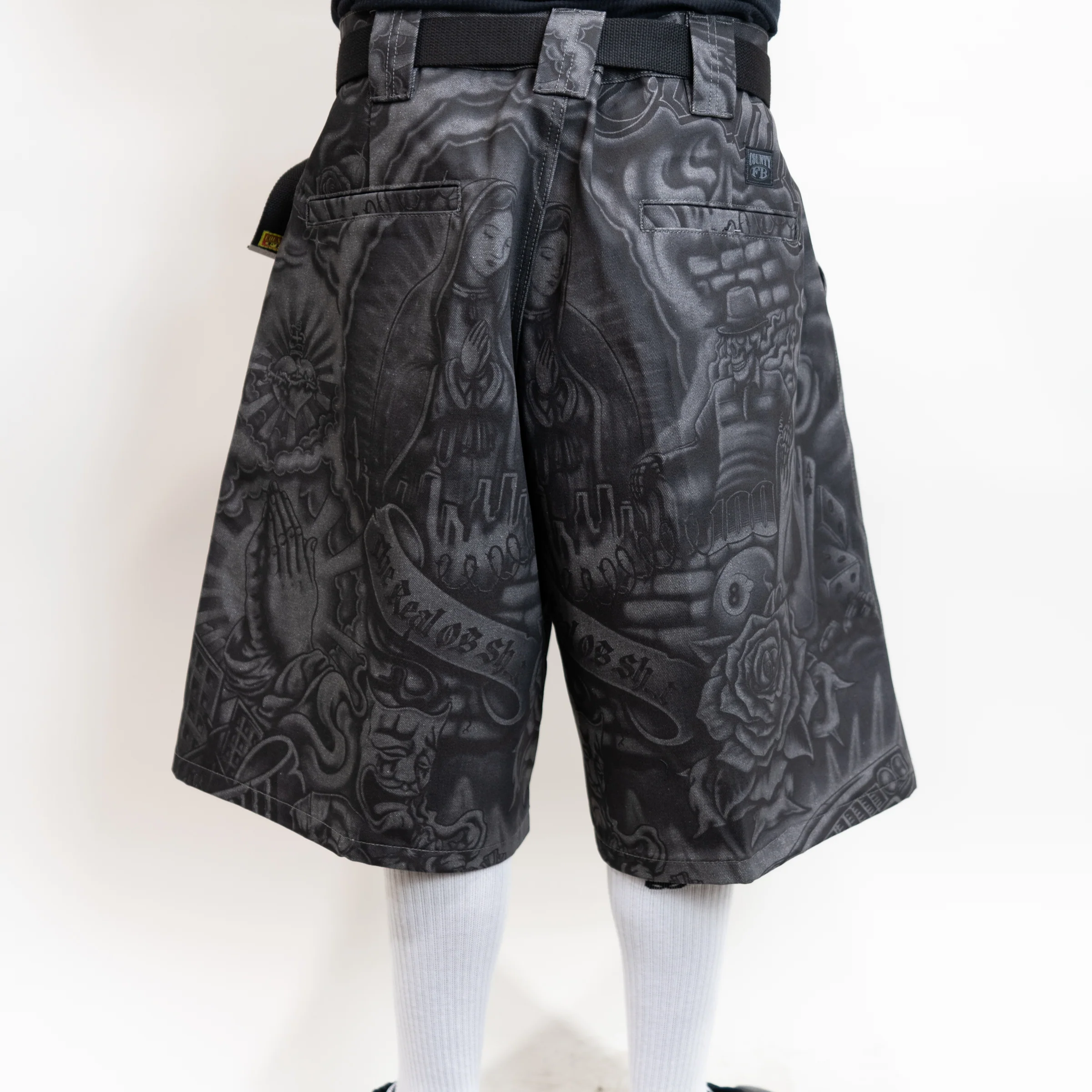 FB County Laser Printed Inked Up Hard Denim Shorts - Image 6