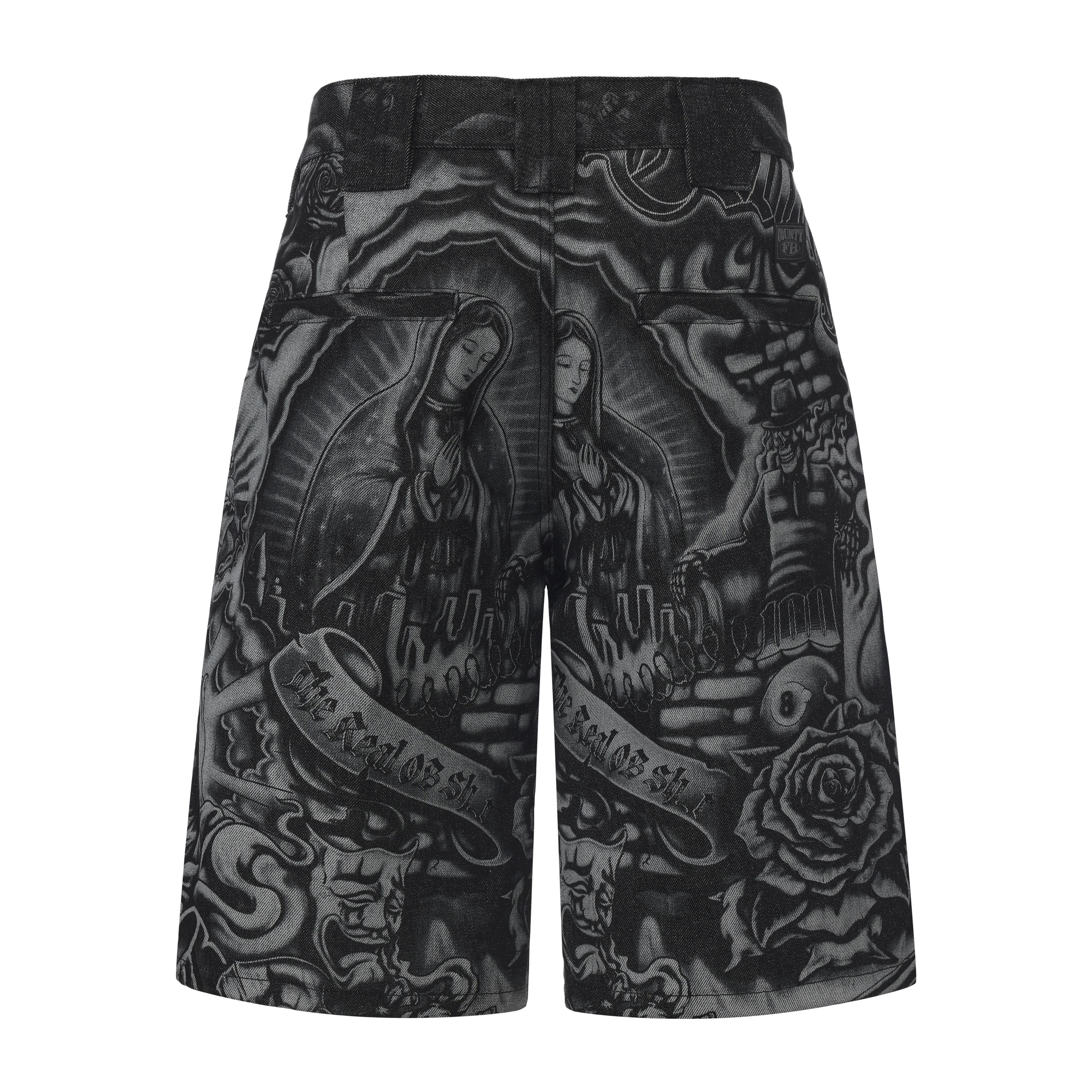 FB County Laser Printed Inked Up Hard Denim Shorts - Image 8