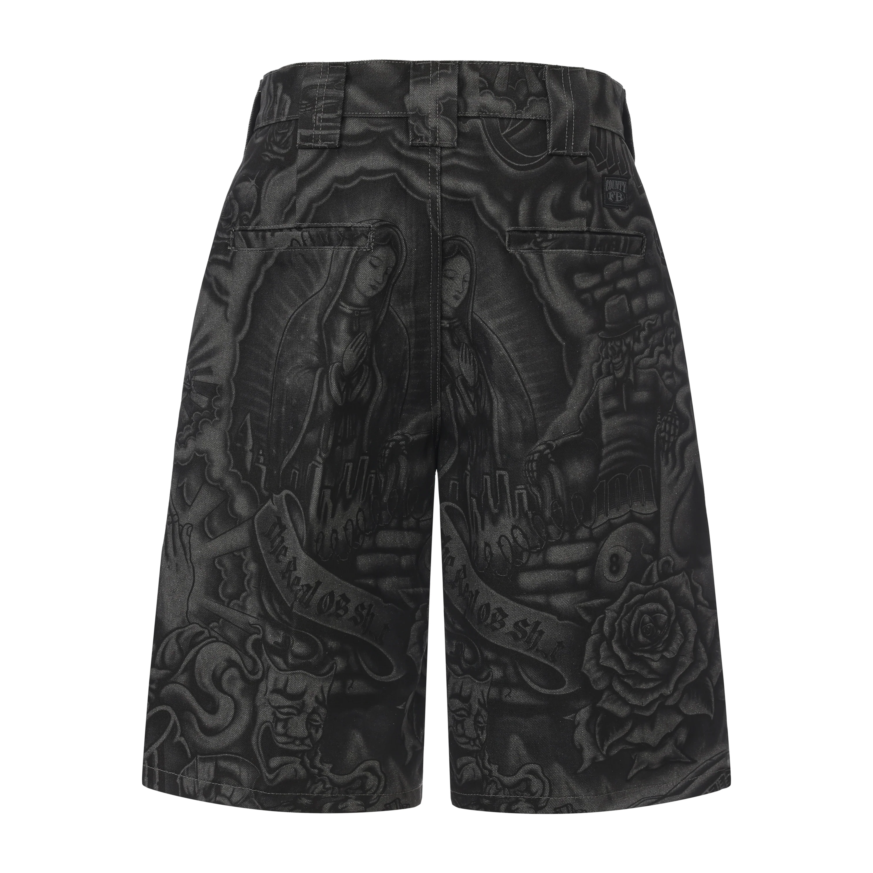 FB County Laser Printed Inked Up Hard Denim Shorts - Image 9