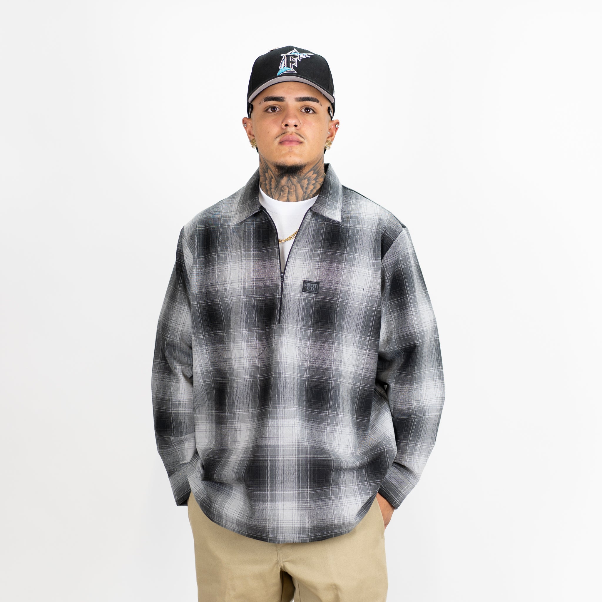 FB County Long Sleeve Checker Zip Shirt - Image 4