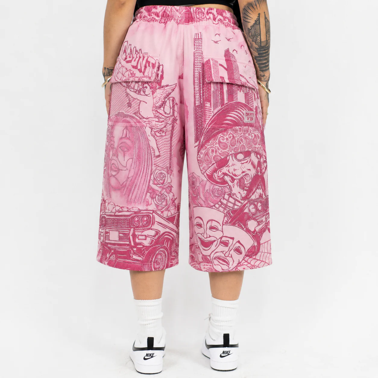FB County Rhinestone Graffiti Baggy Fleece Shorts - Image 4