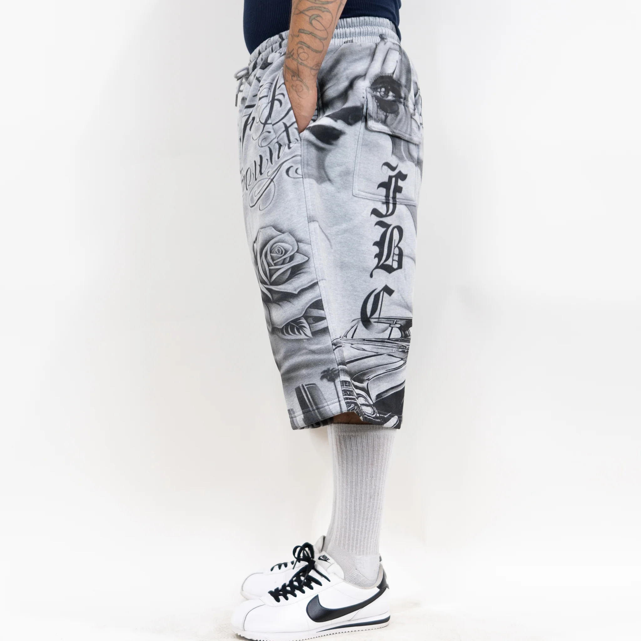 FB County Tatted Up Baggy Fleece Shorts - Image 9