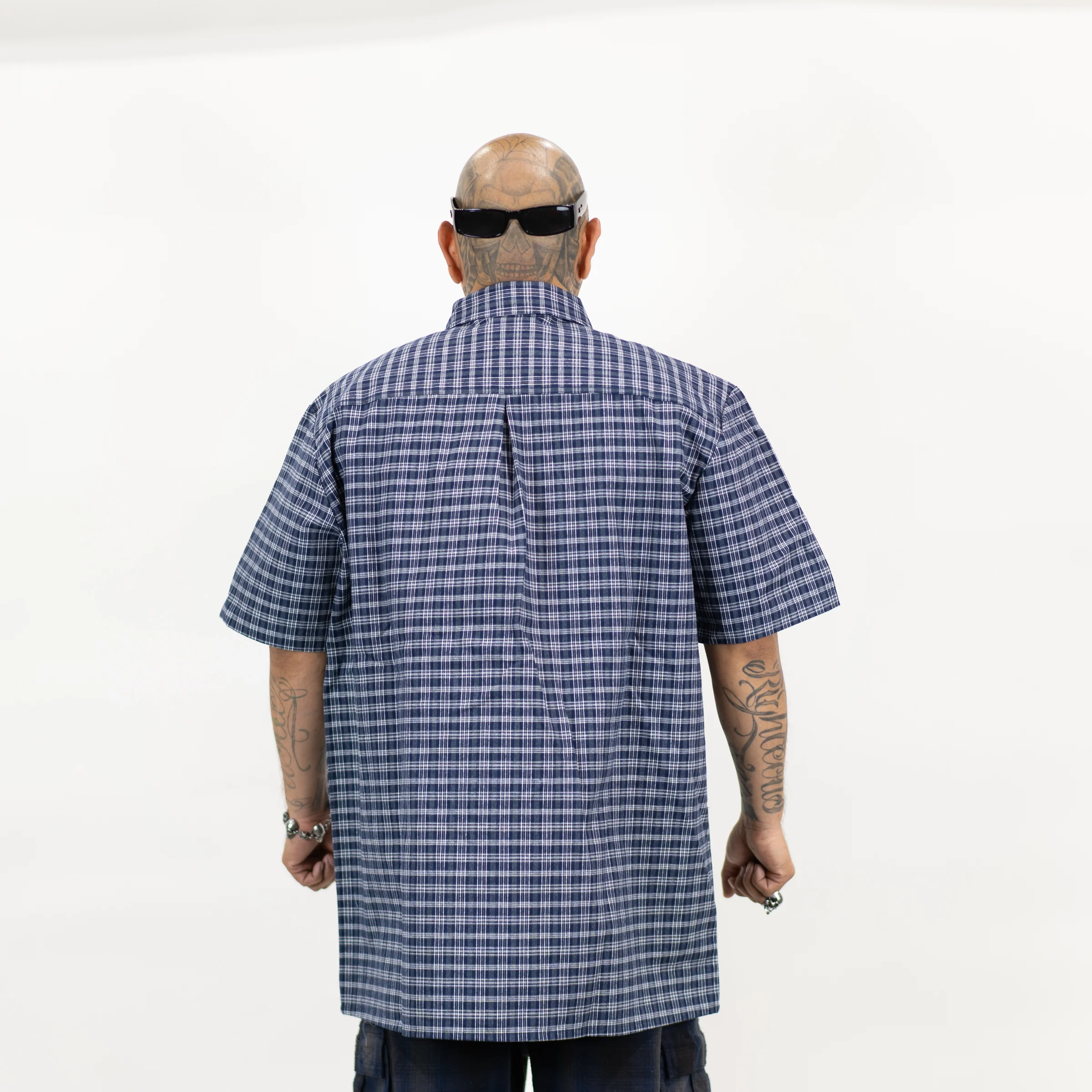 FB County Vintage Long Collar Short Sleeve Checker Shirt - Image 10