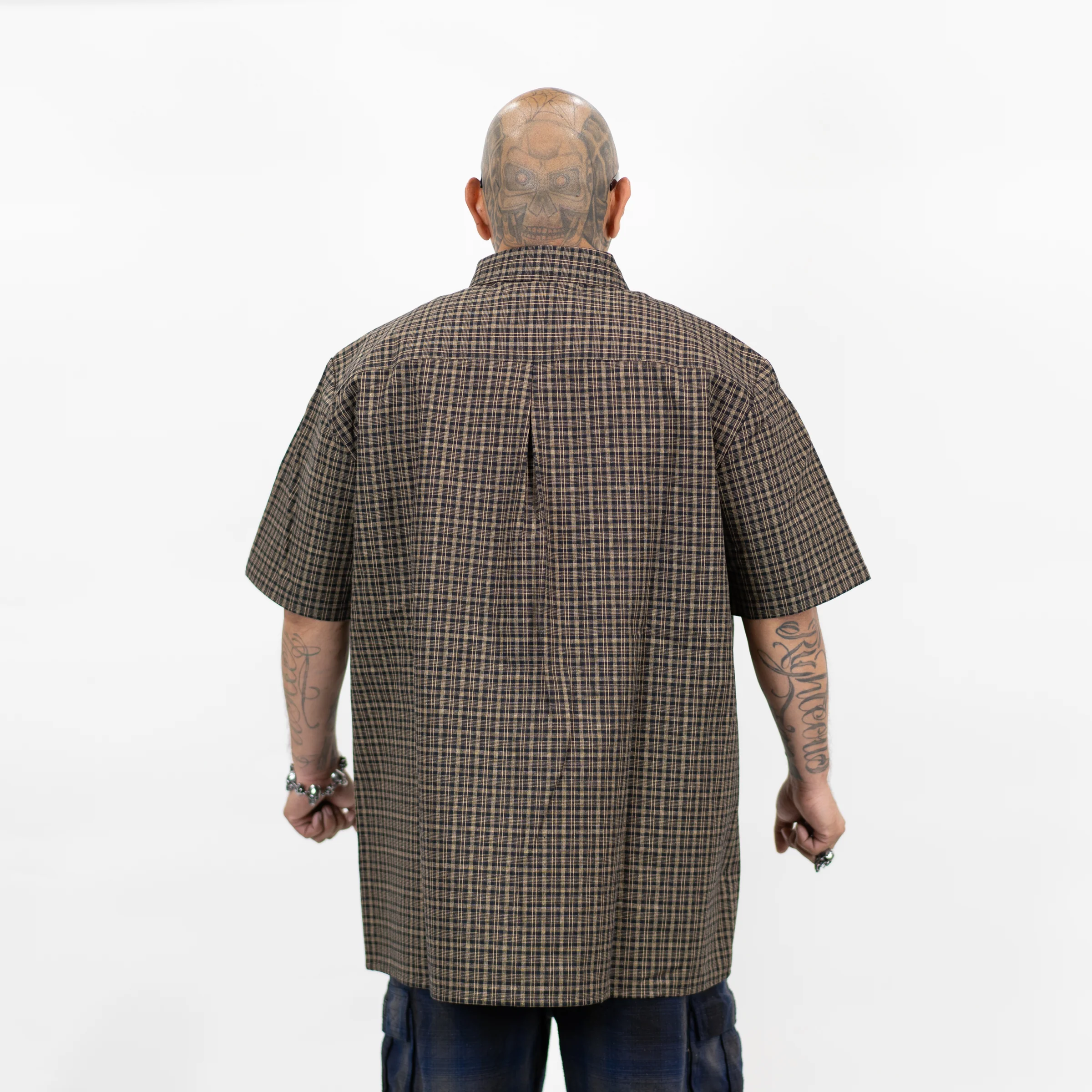 FB County Vintage Long Collar Short Sleeve Checker Shirt - Image 14