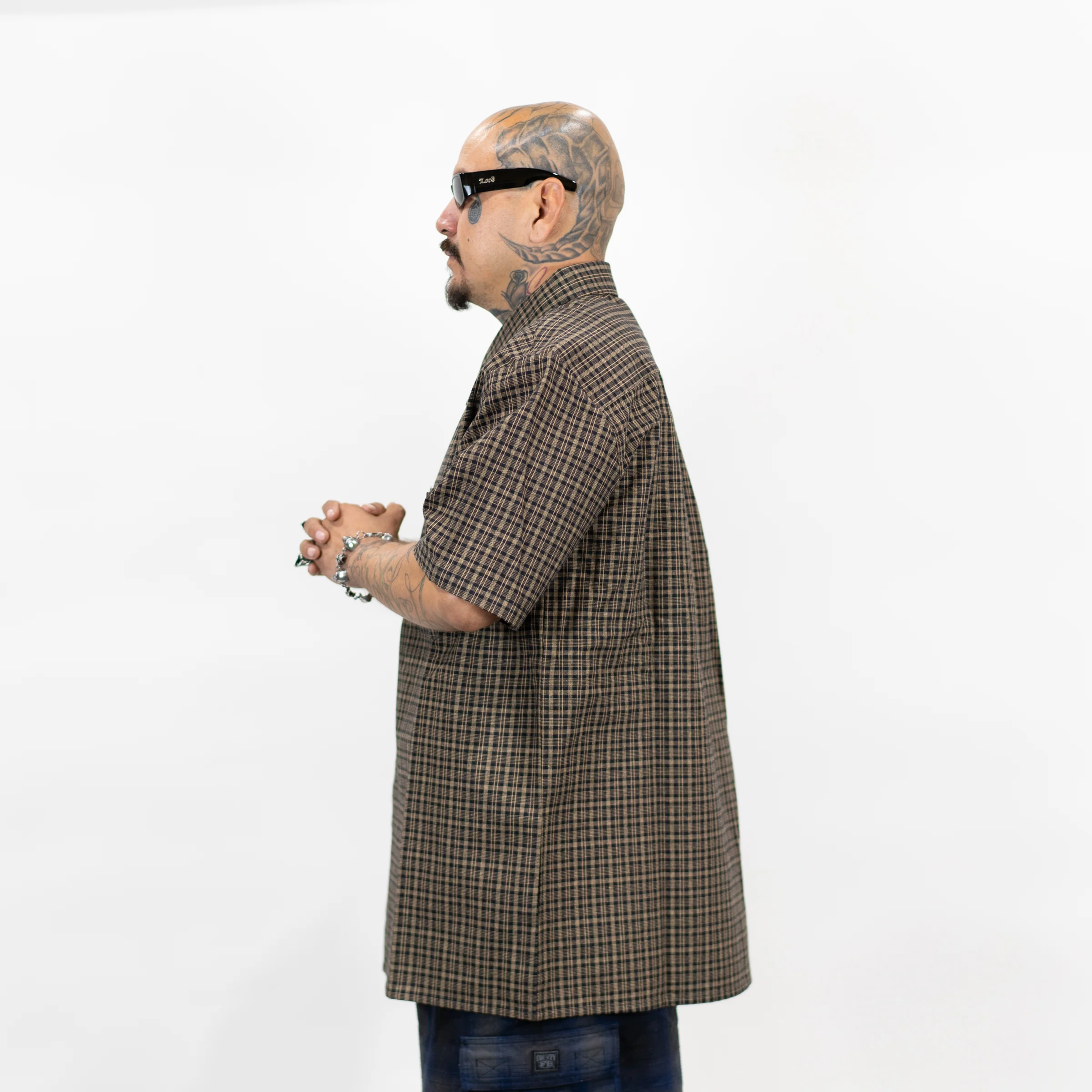 FB County Vintage Long Collar Short Sleeve Checker Shirt - Image 15
