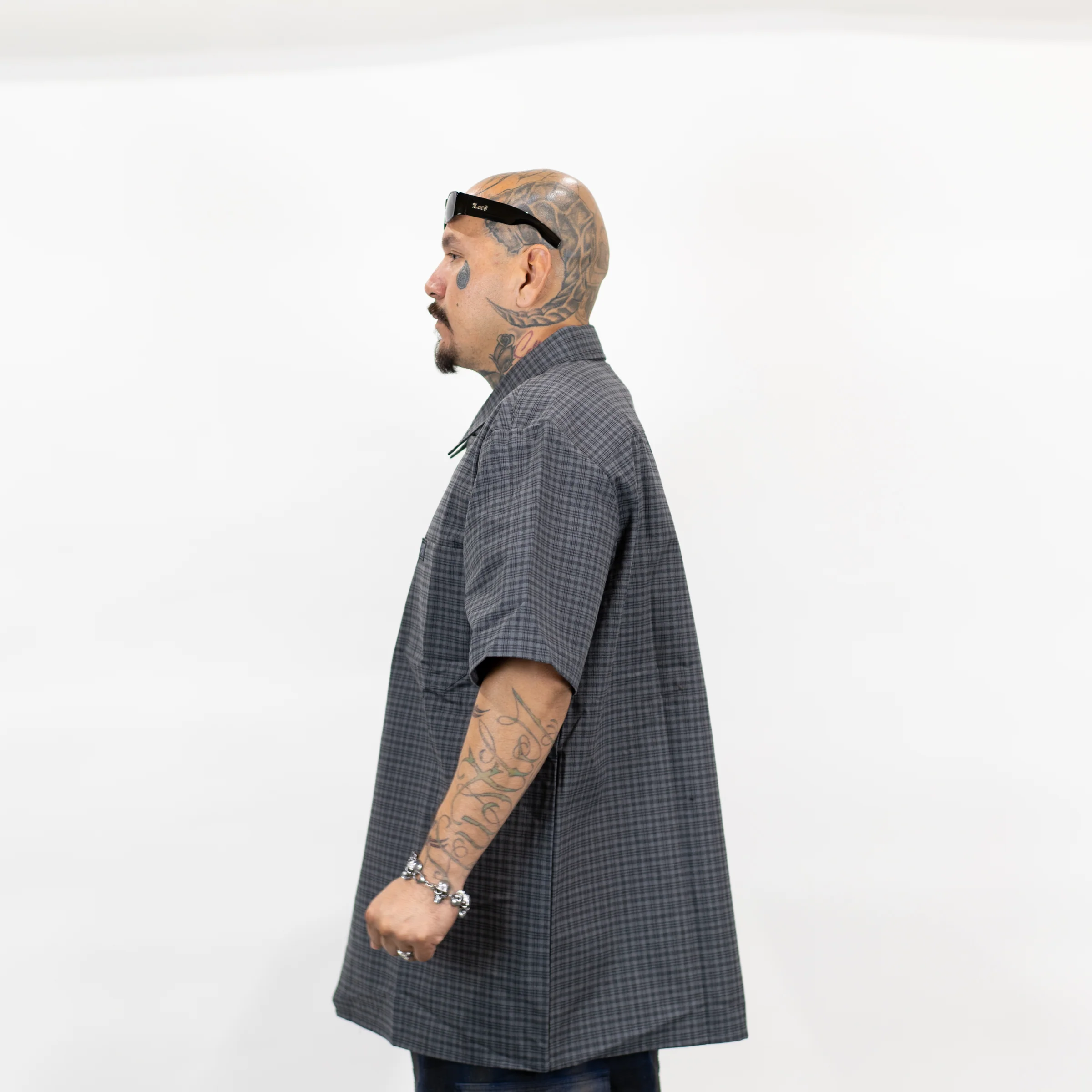 FB County Vintage Long Collar Short Sleeve Checker Shirt - Image 6